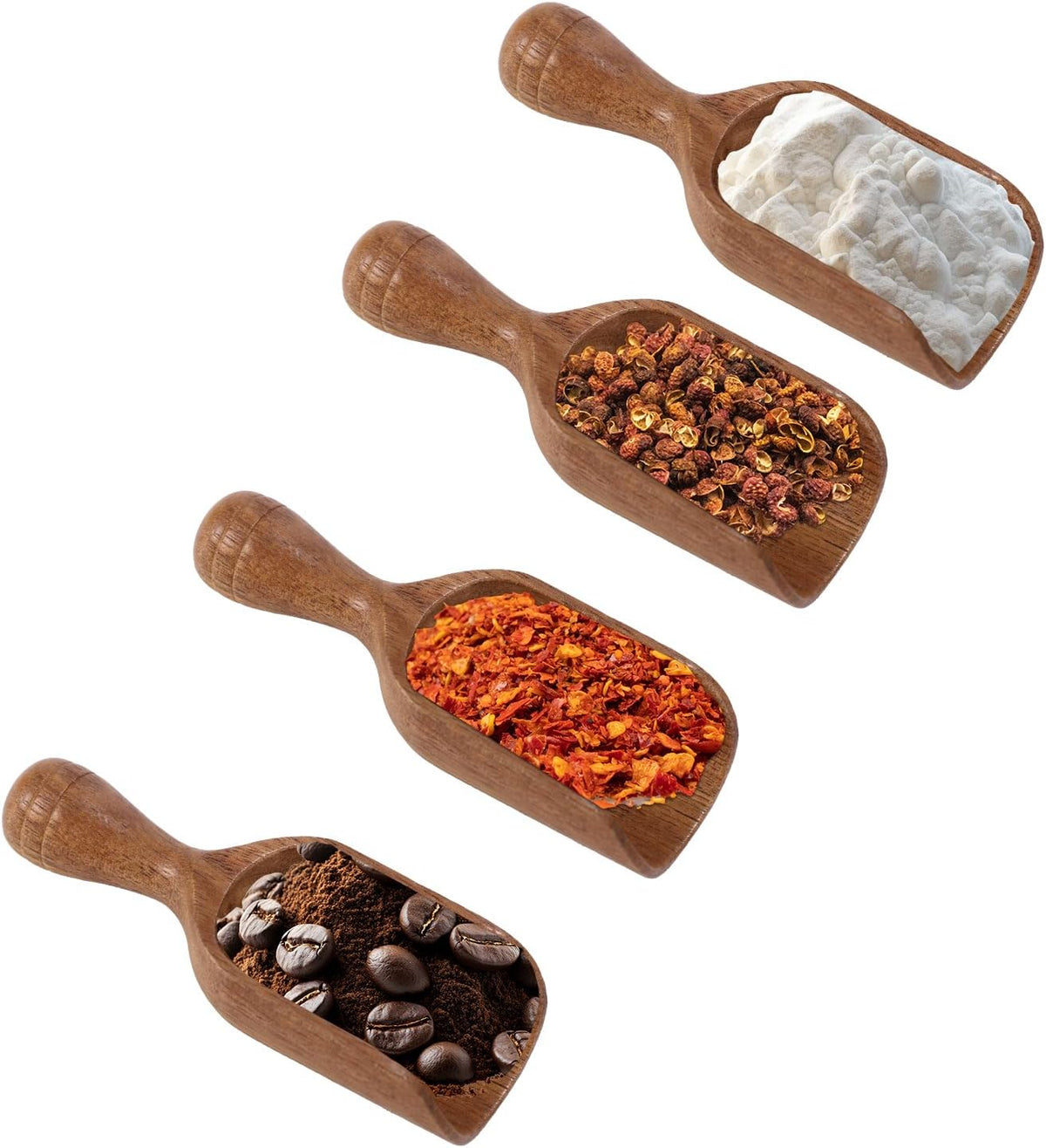 2pcs Mini Acacia Wood Coffee Spoons, 4.13in Small Wooden Scoops for Jars