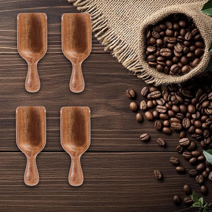 2pcs Mini Acacia Wood Coffee Spoons, 4.13in Small Wooden Scoops for Jars