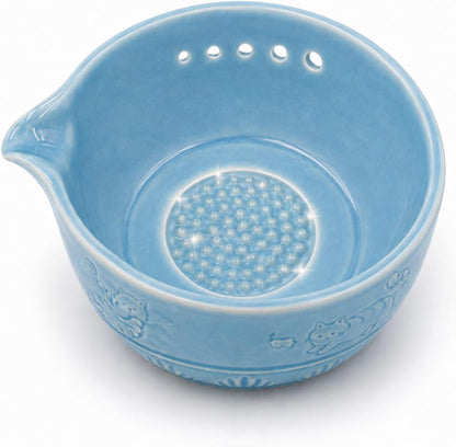 Upgraded 2 in 1 Ceramic Garlic Grater Bowl with Herb Stripper | Ceramic Handmade Sharp Textured Base