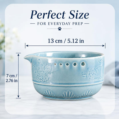 Upgraded 2 in 1 Ceramic Garlic Grater Bowl with Herb Stripper | Ceramic Handmade Sharp Textured Base