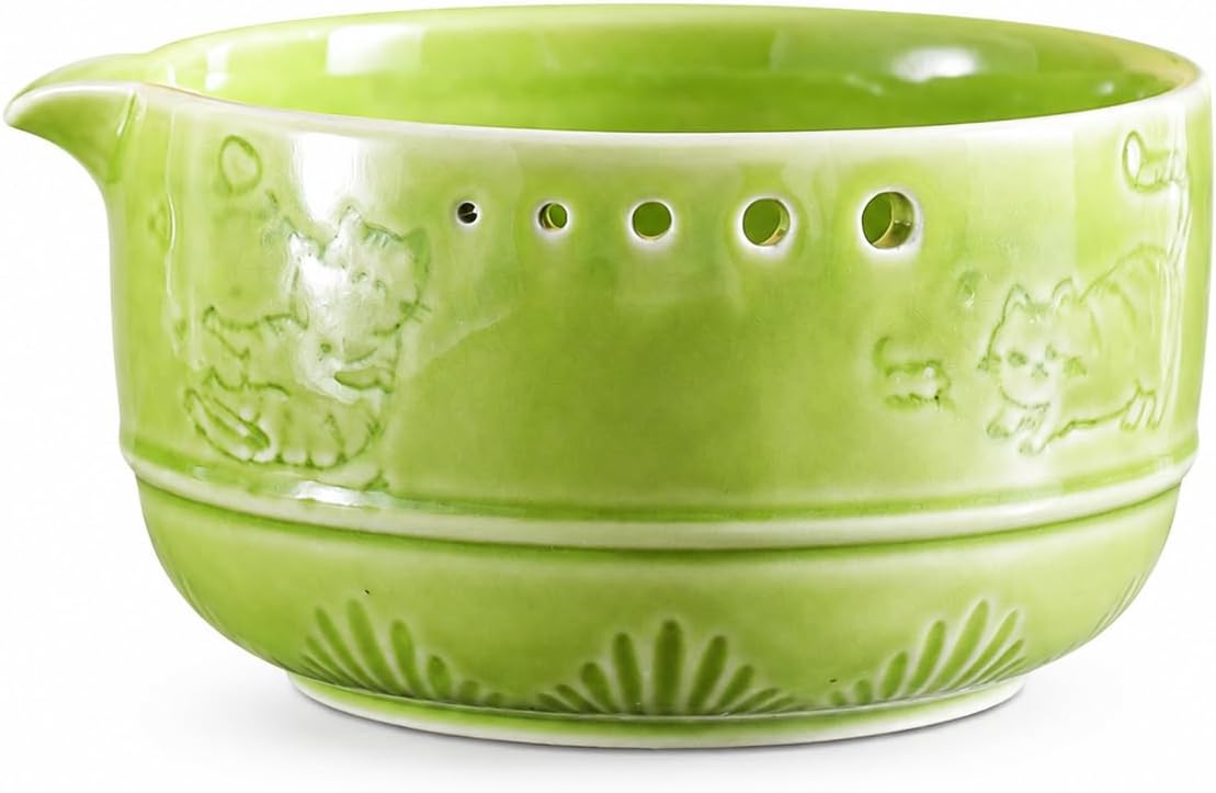 Upgraded 2 in 1 Ceramic Garlic Grater Bowl with Herb Stripper | Ceramic Handmade Sharp Textured Base