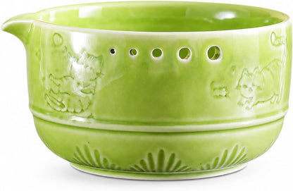 Upgraded 2 in 1 Ceramic Garlic Grater Bowl with Herb Stripper | Ceramic Handmade Sharp Textured Base