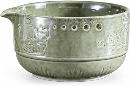 Upgraded 2 in 1 Ceramic Garlic Grater Bowl with Herb Stripper | Ceramic Handmade Sharp Textured Base
