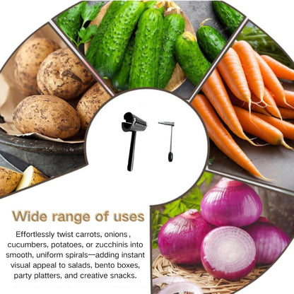Spiral Vegetable Cutter Set, Stainless Steel Piranha-Style Spiral Cutter & Carrot Curler Tool, Spiral Slicer for Potatoes, Cucumbers & Carrots, Vegetable Flower Maker for Garnish & Decorative Dishes