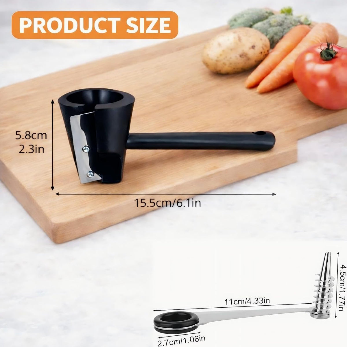 Spiral Vegetable Cutter Set, Stainless Steel Piranha-Style Spiral Cutter & Carrot Curler Tool, Spiral Slicer for Potatoes, Cucumbers & Carrots, Vegetable Flower Maker for Garnish & Decorative Dishes