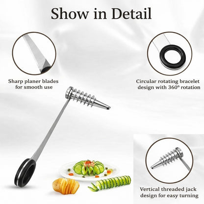 Spiral Vegetable Cutter Set, Stainless Steel Piranha-Style Spiral Cutter & Carrot Curler Tool, Spiral Slicer for Potatoes, Cucumbers & Carrots, Vegetable Flower Maker for Garnish & Decorative Dishes