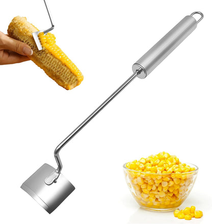 Corn Peeler,Stainless Steel Long Handle Corn Peeler,Easy Clean Corn on the Cob Remover for Home Kitchen and Outdoor Dining