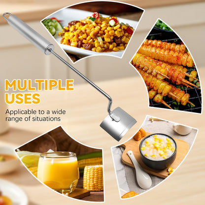 Corn Peeler,Stainless Steel Long Handle Corn Peeler,Easy Clean Corn on the Cob Remover for Home Kitchen and Outdoor Dining