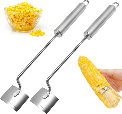 Corn Peeler,Stainless Steel Long Handle Corn Peeler,Easy Clean Corn on the Cob Remover for Home Kitchen and Outdoor Dining