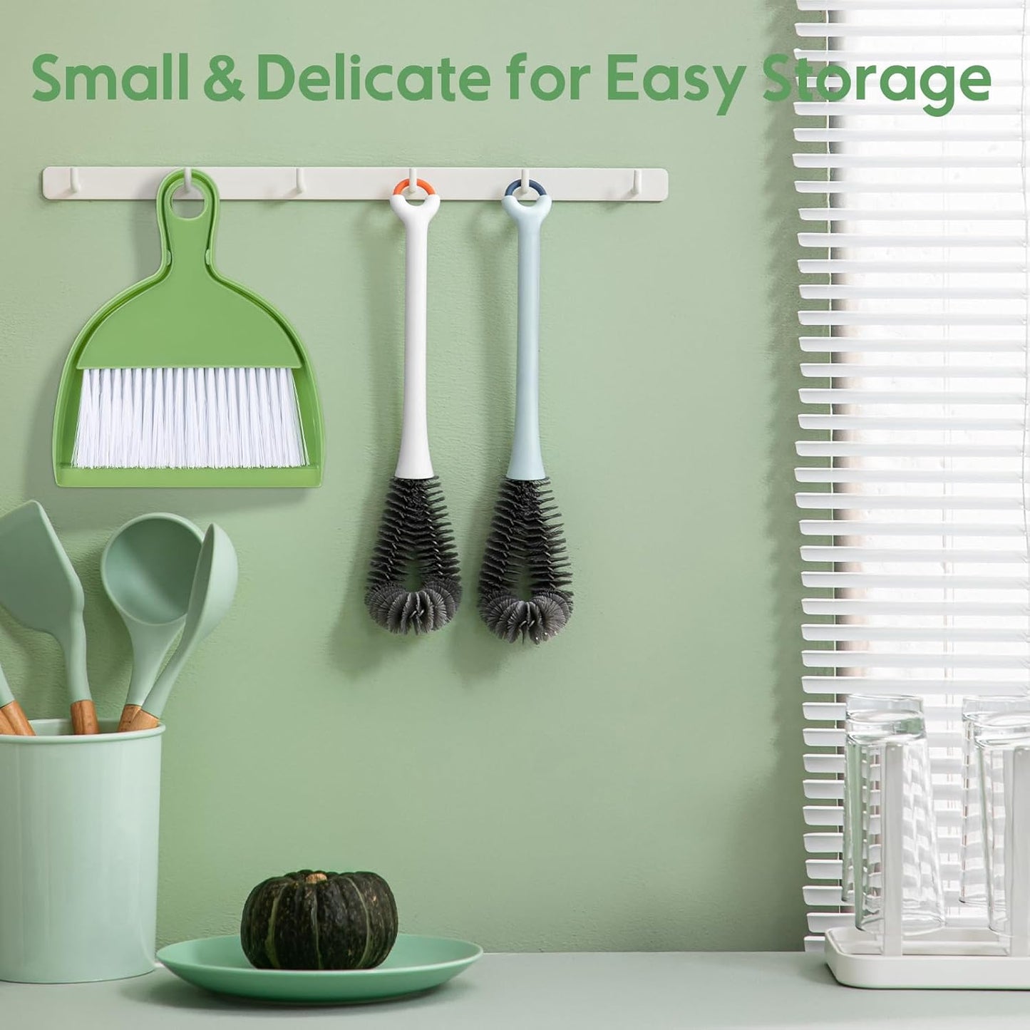 Small Pink Broom & Dustpan Set | Portable Brush Dustpan Combo Set, Green Cleaning Supplies