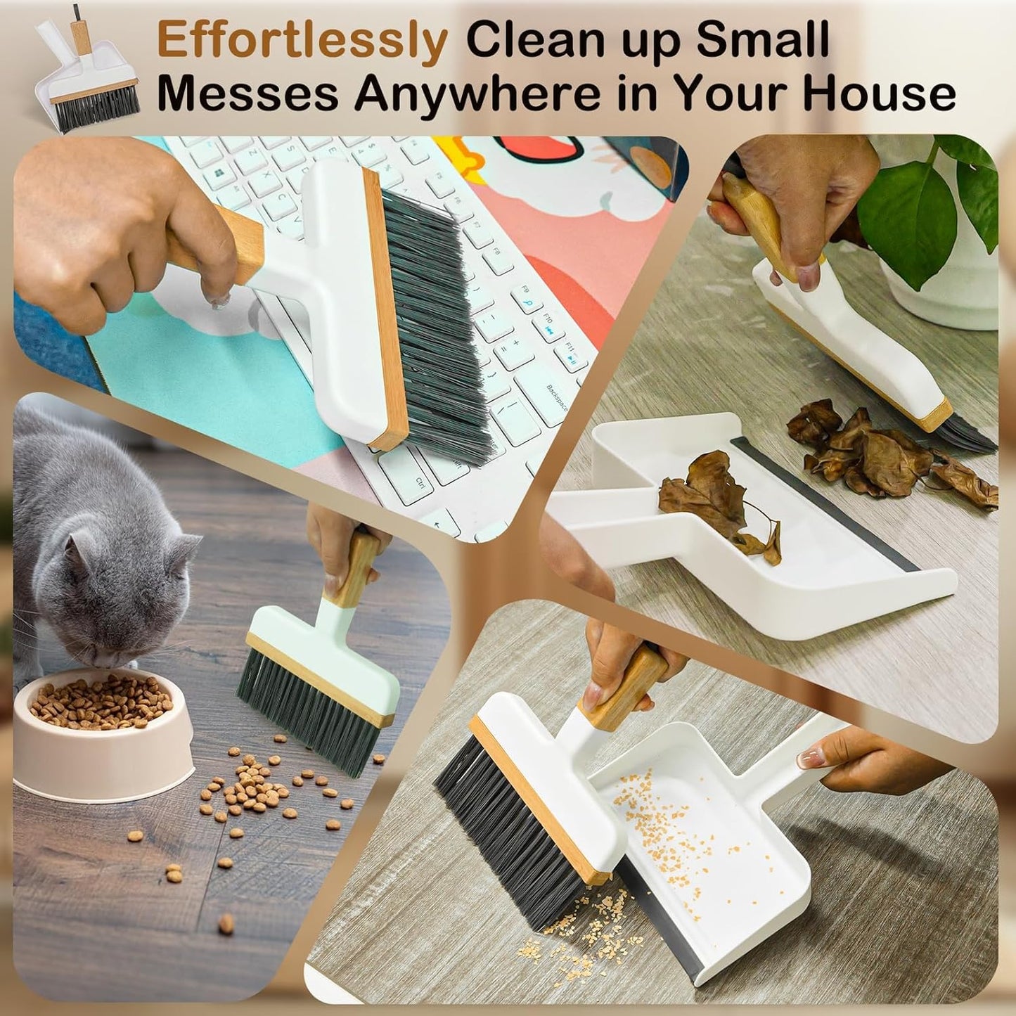 Small Pink Broom & Dustpan Set | Portable Brush Dustpan Combo Set, Green Cleaning Supplies