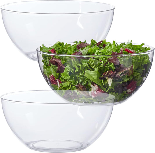 Vista Clear Plastic Salad and Serving 10-inch Bowls | set of 3 | Reusable, BPA-free, Made in the USA | 135 oz. capacity