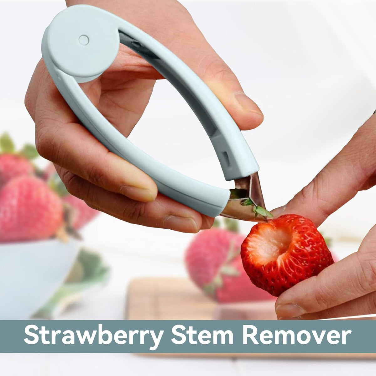 Pineapple Peeler, Stainless Steel Fruit Slicer Eye Cutter with Non Slip Grip, Strawberry Huller Fruits and Vegetables Stem Remover Corer, Kitchen Gadget Tool(Blue)