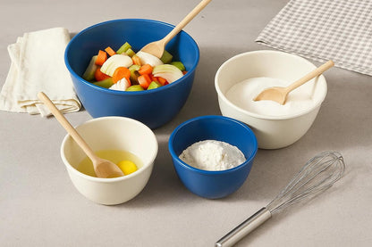 Wheat Straw Mixing Bowl Set with Lids - Green - Set of 10