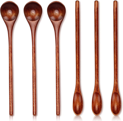6Pcs Small Wood Coffee Spoons for Serving Honey Jars Stir Wooden Tablespoon
