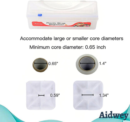 Plastic Wrap Dispenser with 12"x500ft BPA free Film - Cling Wrap Dispenser with Cutter for Food Film, Aluminum Foil, Baking Paper & More