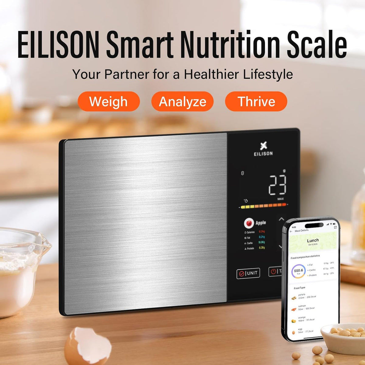 Smart Kitchen Scale,TFT Display Food Scale,Nutrition Calculator