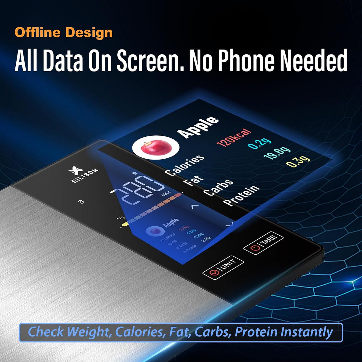 Smart Kitchen Scale,TFT Display Food Scale,Nutrition Calculator