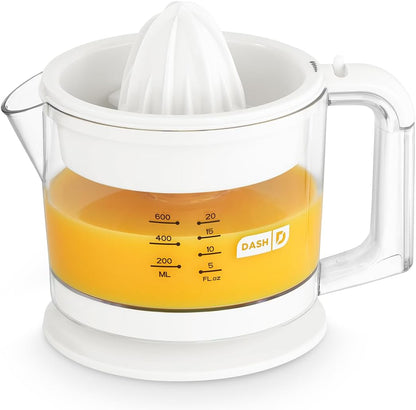 Dual Electric Citrus Juicer Machine - Orange Juicer and Lemon Squeezer with Auto-Reversing Reamer, Adjustable Pulp Control, Mess-Free Spout, 20 oz Juice Container-Lime Squeezer for Home-White