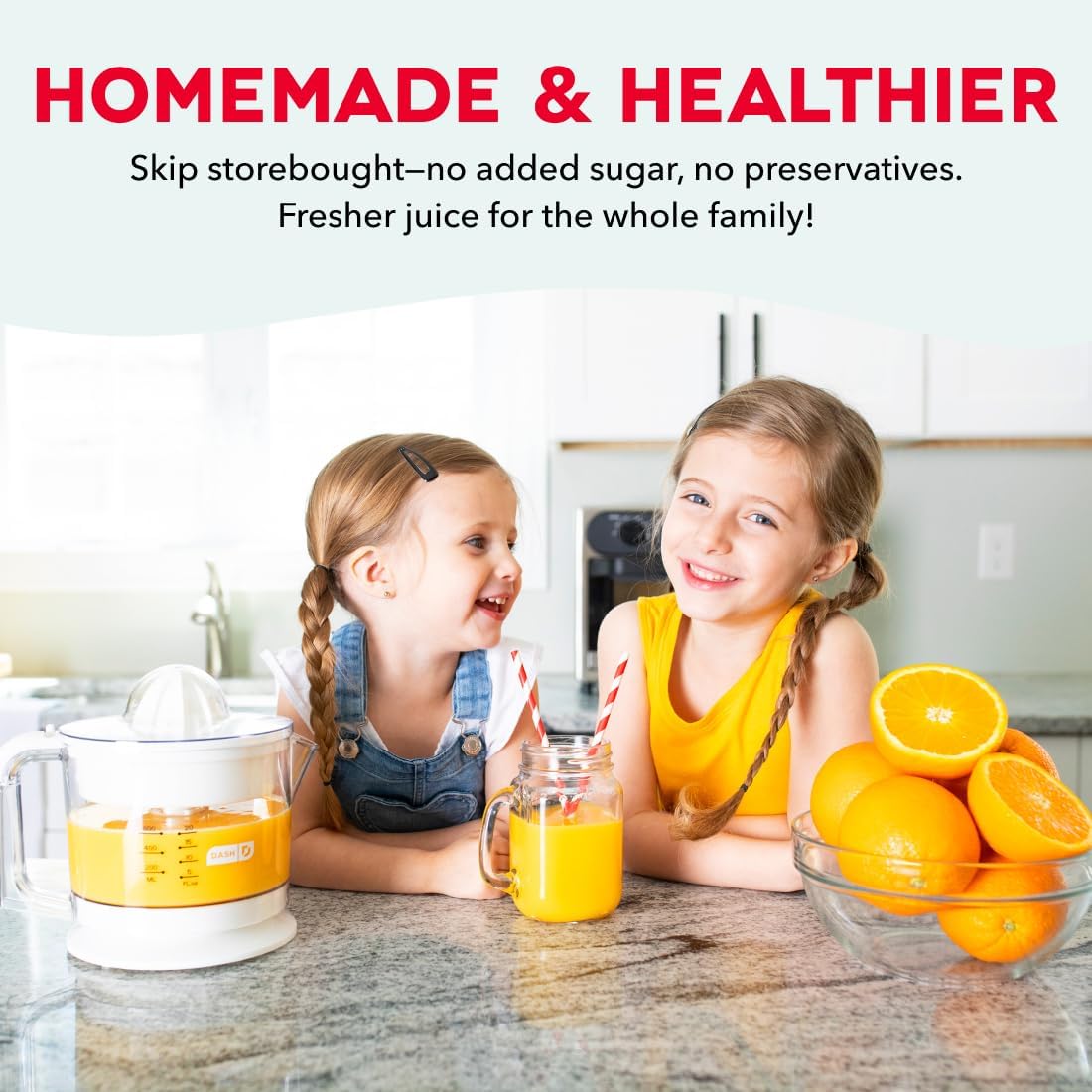 Dual Electric Citrus Juicer Machine - Orange Juicer and Lemon Squeezer with Auto-Reversing Reamer, Adjustable Pulp Control, Mess-Free Spout, 20 oz Juice Container-Lime Squeezer for Home-White