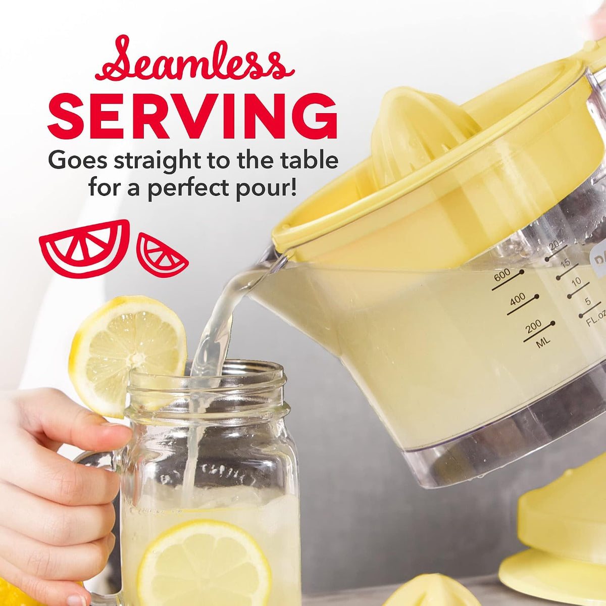 Dual Electric Citrus Juicer Machine - Orange Juicer and Lemon Squeezer with Auto-Reversing Reamer, Adjustable Pulp Control, Mess-Free Spout, 20 oz Juice Container-Lime Squeezer for Home-White