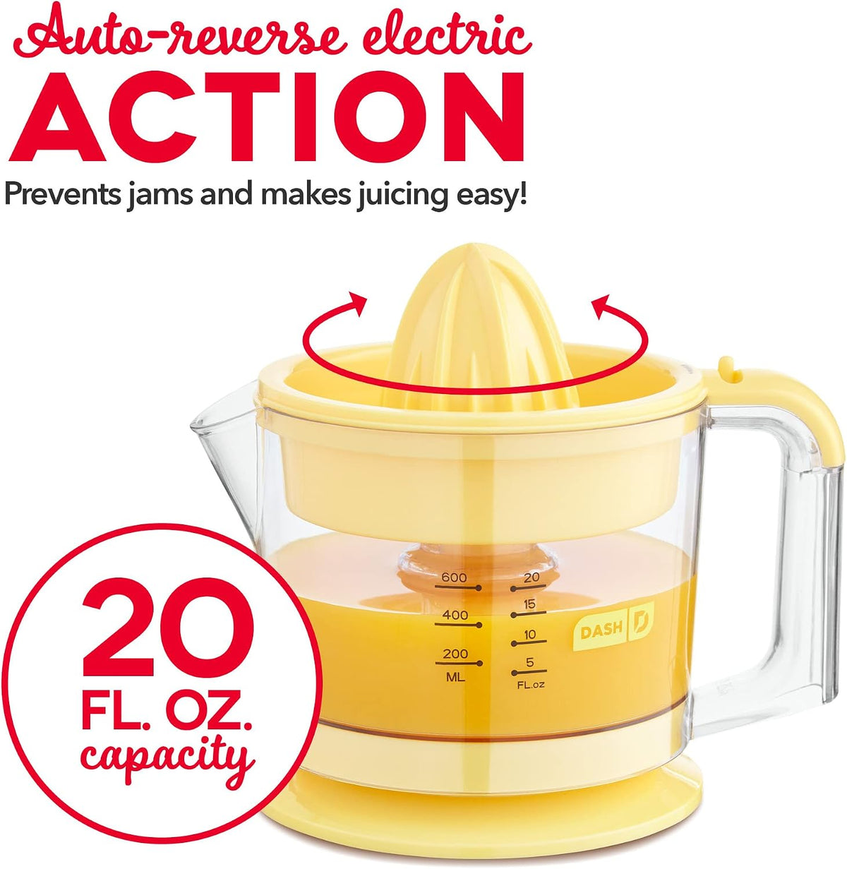 Dual Electric Citrus Juicer Machine - Orange Juicer and Lemon Squeezer with Auto-Reversing Reamer, Adjustable Pulp Control, Mess-Free Spout, 20 oz Juice Container-Lime Squeezer for Home-White