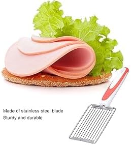 Stainless Tomato Slicers, 24.5 * 8cm Fruits Cutter with Non-Slip Handle, Luncheon Meat Cutter for Canned Meat Cheese Sushi Cherry(Orange)