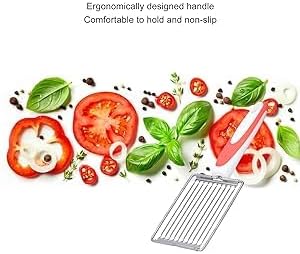 Stainless Tomato Slicers, 24.5 * 8cm Fruits Cutter with Non-Slip Handle, Luncheon Meat Cutter for Canned Meat Cheese Sushi Cherry(Orange)