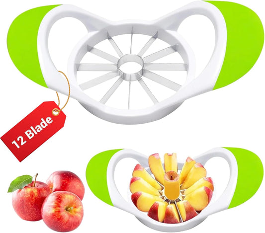 Apple Slicer 12 Slices – Apple Slicer and Corer with Ultra Sharp Stainless Steel Blades, Ergonomic Non-Slip Handles, Apple Cutter for Apples, Pears, Guava, Pitaya, Onion & More Dishwasher Safe