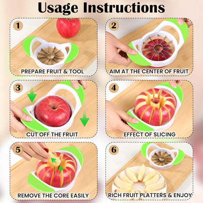 Apple Slicer 12 Slices – Apple Slicer and Corer with Ultra Sharp Stainless Steel Blades, Ergonomic Non-Slip Handles, Apple Cutter for Apples, Pears, Guava, Pitaya, Onion & More Dishwasher Safe