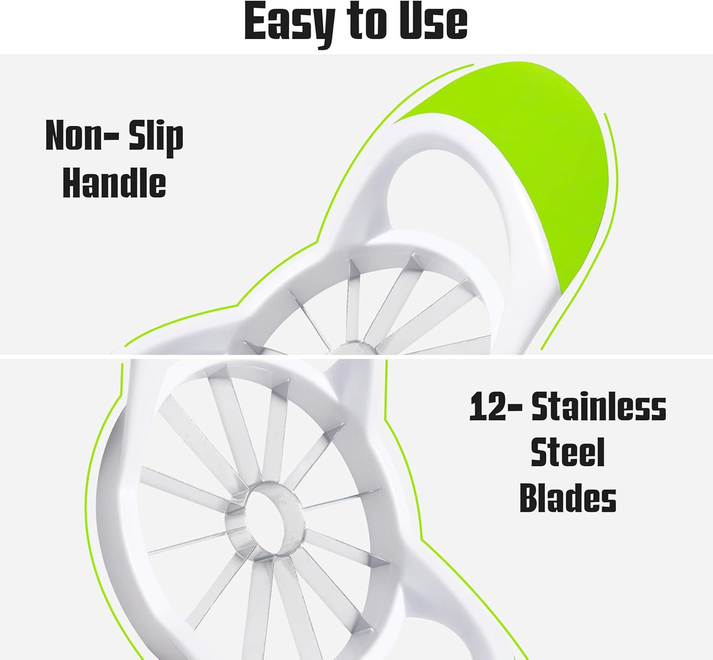 Apple Slicer 12 Slices – Apple Slicer and Corer with Ultra Sharp Stainless Steel Blades, Ergonomic Non-Slip Handles, Apple Cutter for Apples, Pears, Guava, Pitaya, Onion & More Dishwasher Safe