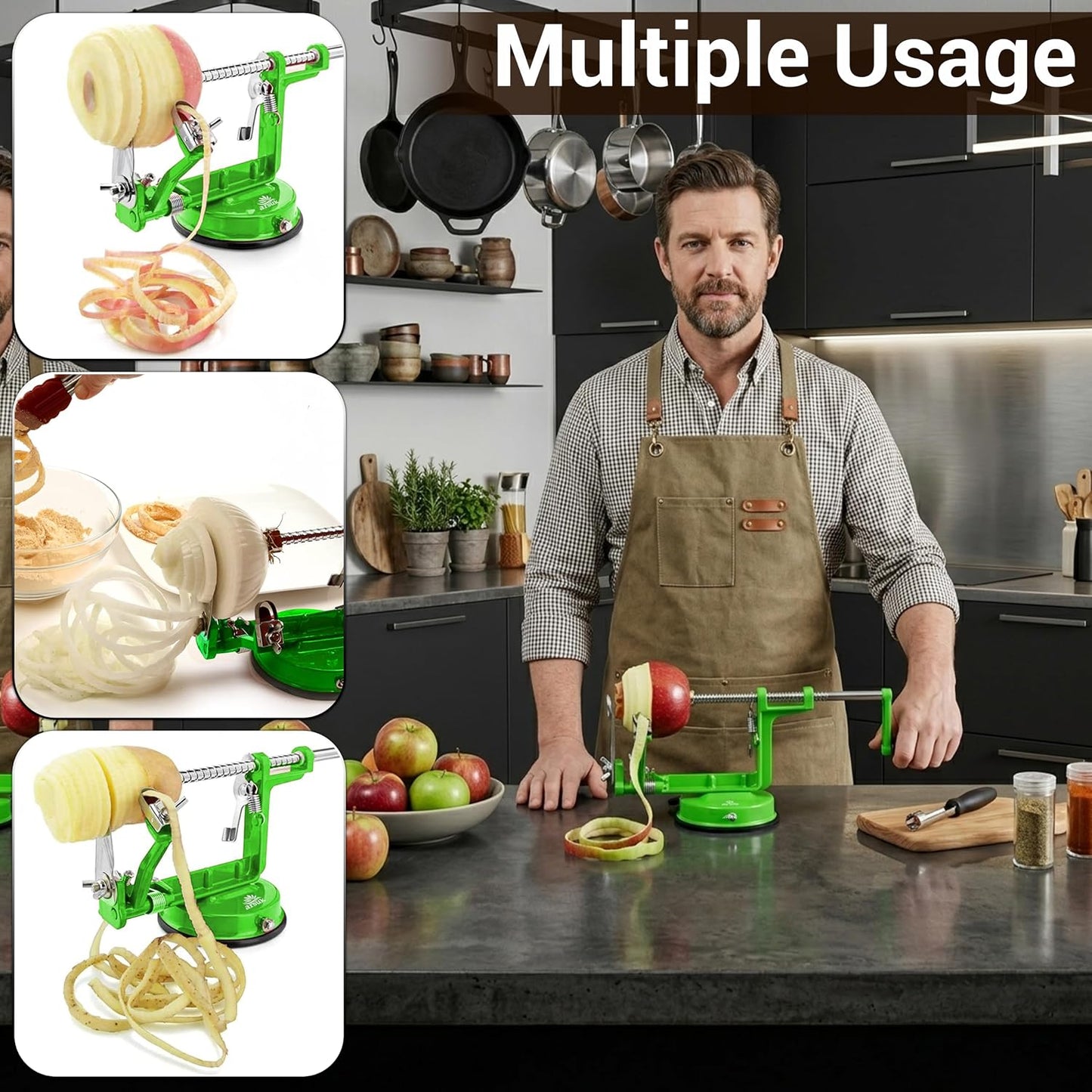 Apple Slicer 12 Slices – Apple Slicer and Corer with Ultra Sharp Stainless Steel Blades, Ergonomic Non-Slip Handles, Apple Cutter for Apples, Pears, Guava, Pitaya, Onion & More Dishwasher Safe