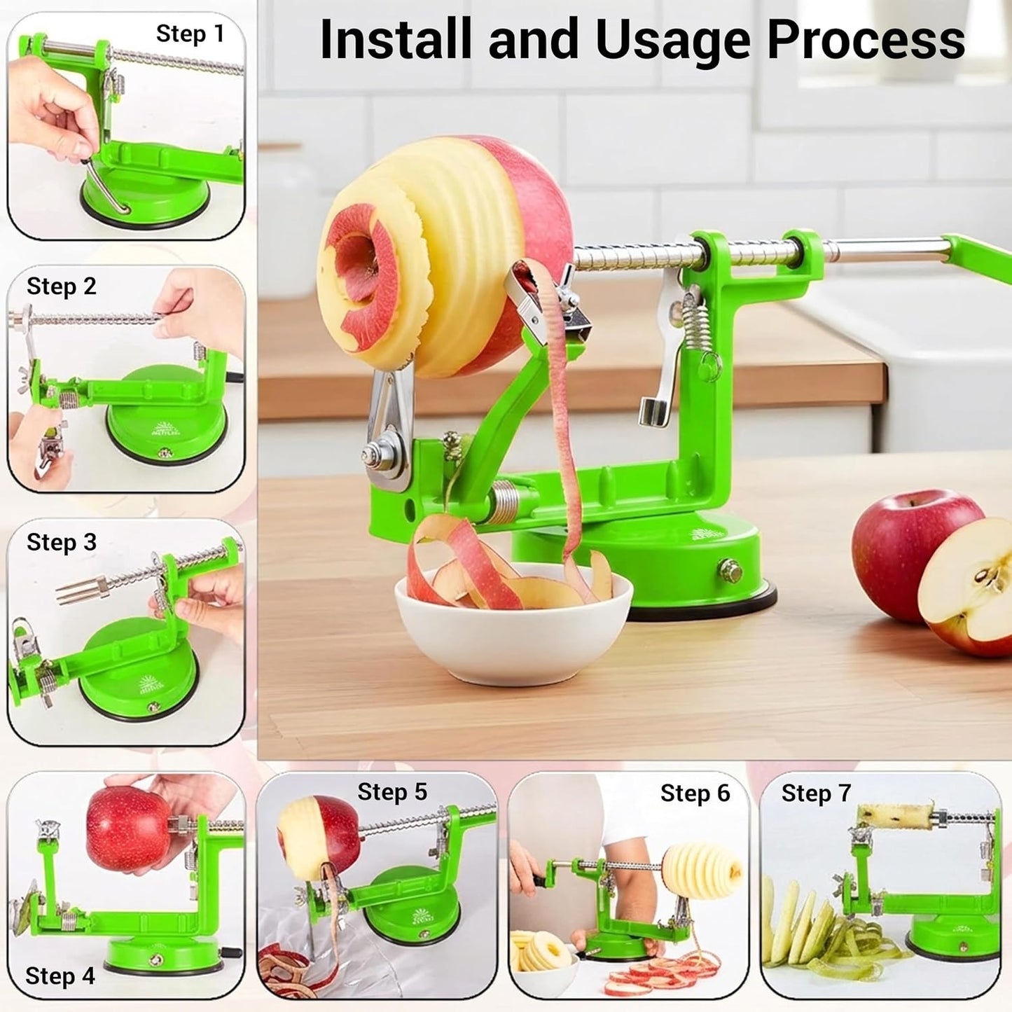 Apple Slicer 12 Slices – Apple Slicer and Corer with Ultra Sharp Stainless Steel Blades, Ergonomic Non-Slip Handles, Apple Cutter for Apples, Pears, Guava, Pitaya, Onion & More Dishwasher Safe