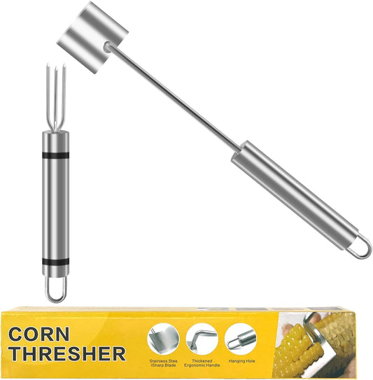 2 PCS Corn Peeler for Corn on the Cob, 2025 NEW Corn Cob Peeler Stainless Steel Corn Cob Stripper Tool for Kitchen and Outdoor Dining(Shovel+Fork)