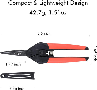 Garden Pruning Shears 2 Pack with Sharp Stainless Steel Blades | Spring Loaded Handles, 6.5" Non-Stick Teflon Coated Scissors for Trimming Flowers, Plants & Garden Branches