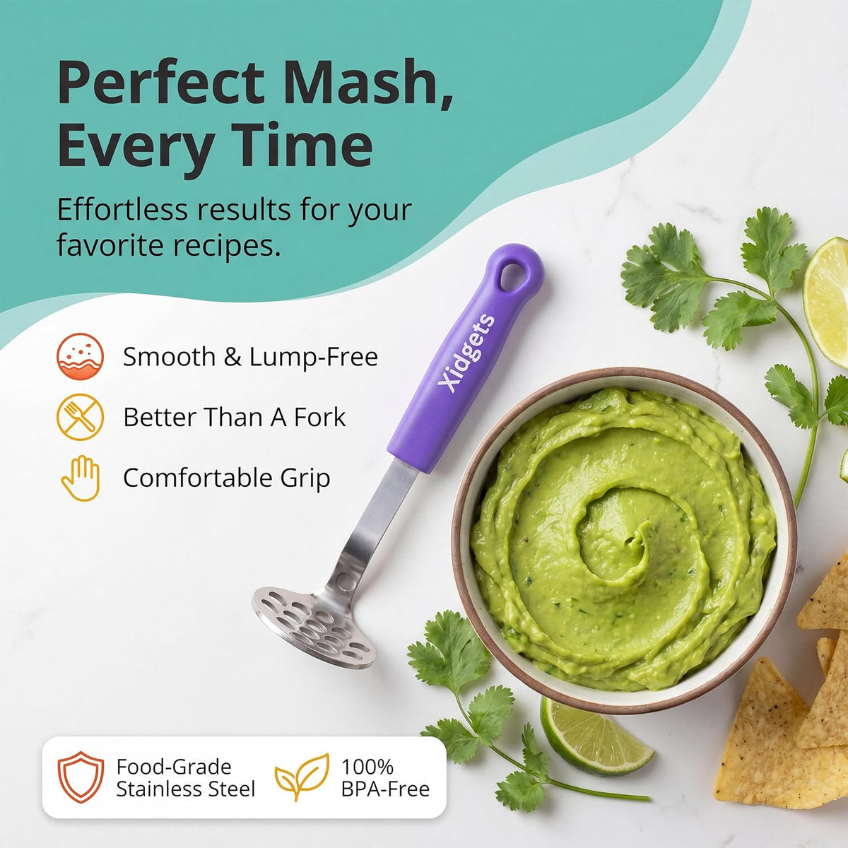 Mini Avocado Masher | Dishwasher Safe | Stainless Steel (Plum Purple)