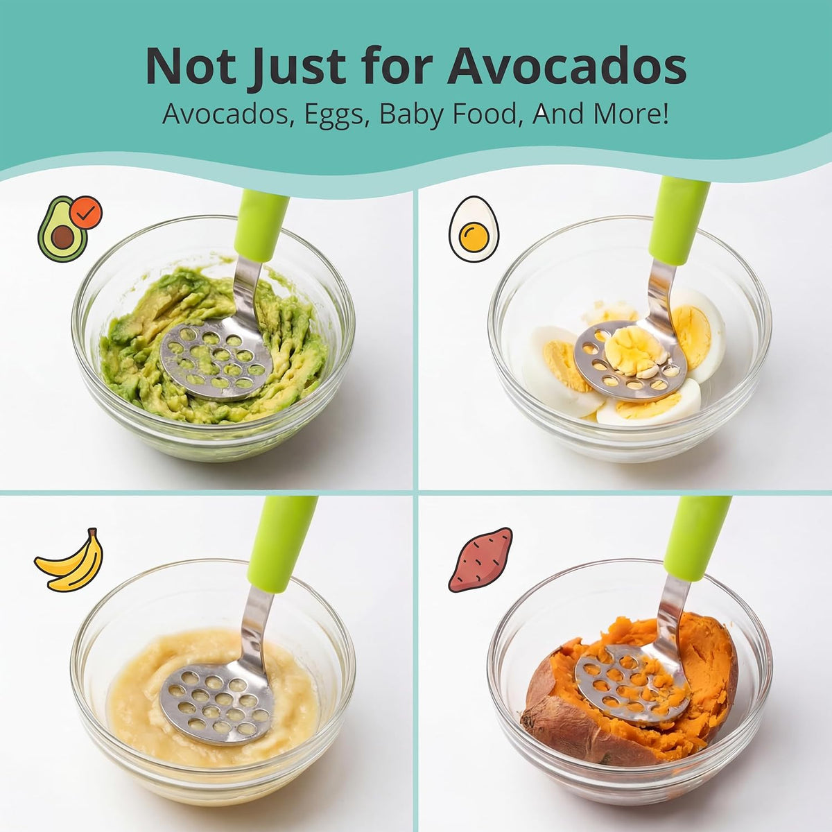 Mini Avocado Masher | Dishwasher Safe | Stainless Steel (Plum Purple)