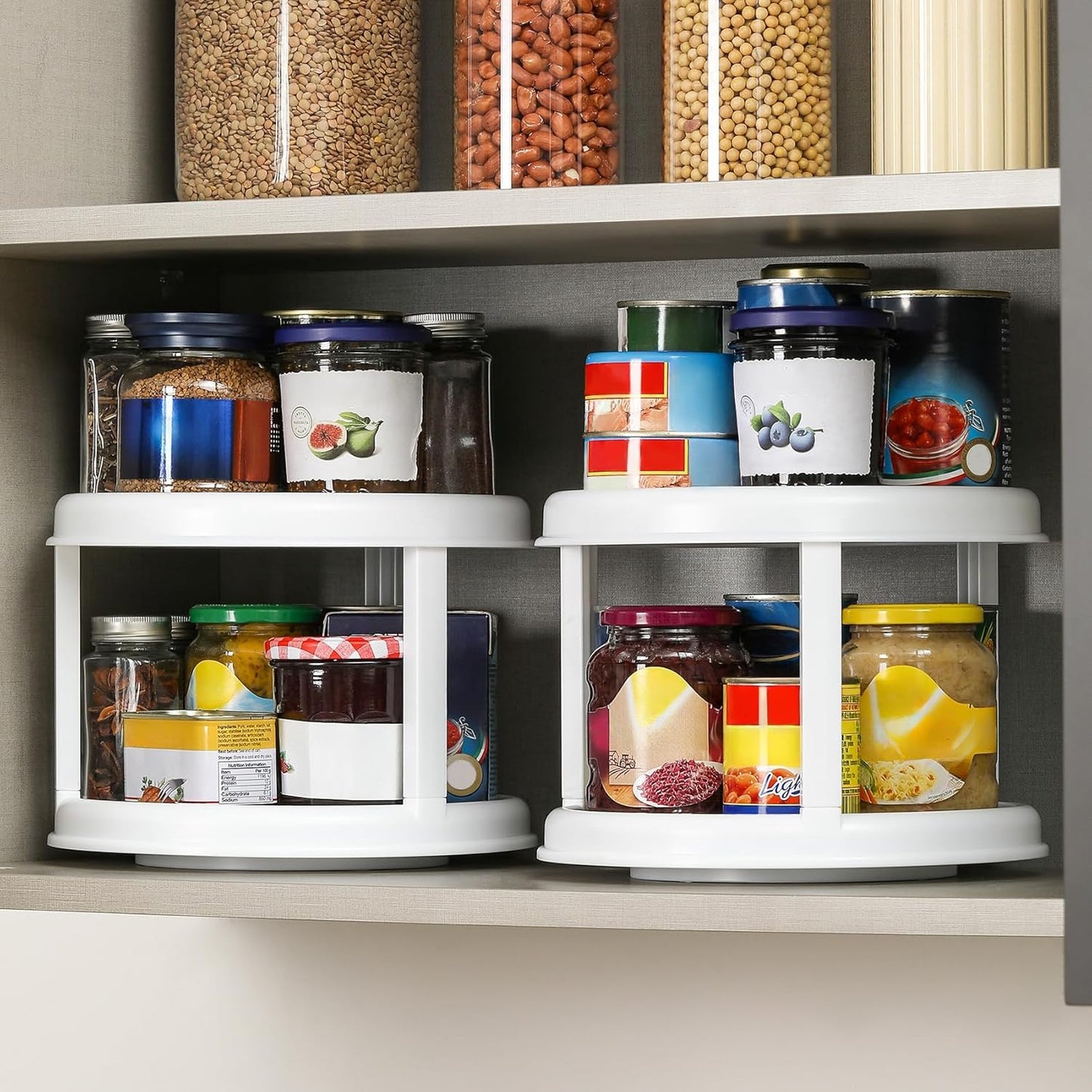 Set of 4, 10 Inch Non-Skid Lazy Susan Organizers - Turntable Rack for Cabinet, Pantry Organization and Storage, Kitchen, Fridge, Bathroom Makeup Vanity Countertop, Under Sink Organizing, Spice Rack
