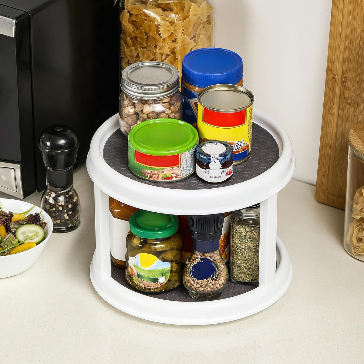 Set of 4, 10 Inch Non-Skid Lazy Susan Organizers - Turntable Rack for Cabinet, Pantry Organization and Storage, Kitchen, Fridge, Bathroom Makeup Vanity Countertop, Under Sink Organizing, Spice Rack