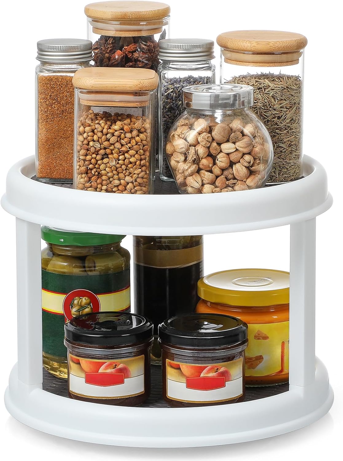 Set of 4, 10 Inch Non-Skid Lazy Susan Organizers - Turntable Rack for Cabinet, Pantry Organization and Storage, Kitchen, Fridge, Bathroom Makeup Vanity Countertop, Under Sink Organizing, Spice Rack