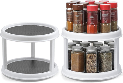 Set of 4, 10 Inch Non-Skid Lazy Susan Organizers - Turntable Rack for Cabinet, Pantry Organization and Storage, Kitchen, Fridge, Bathroom Makeup Vanity Countertop, Under Sink Organizing, Spice Rack