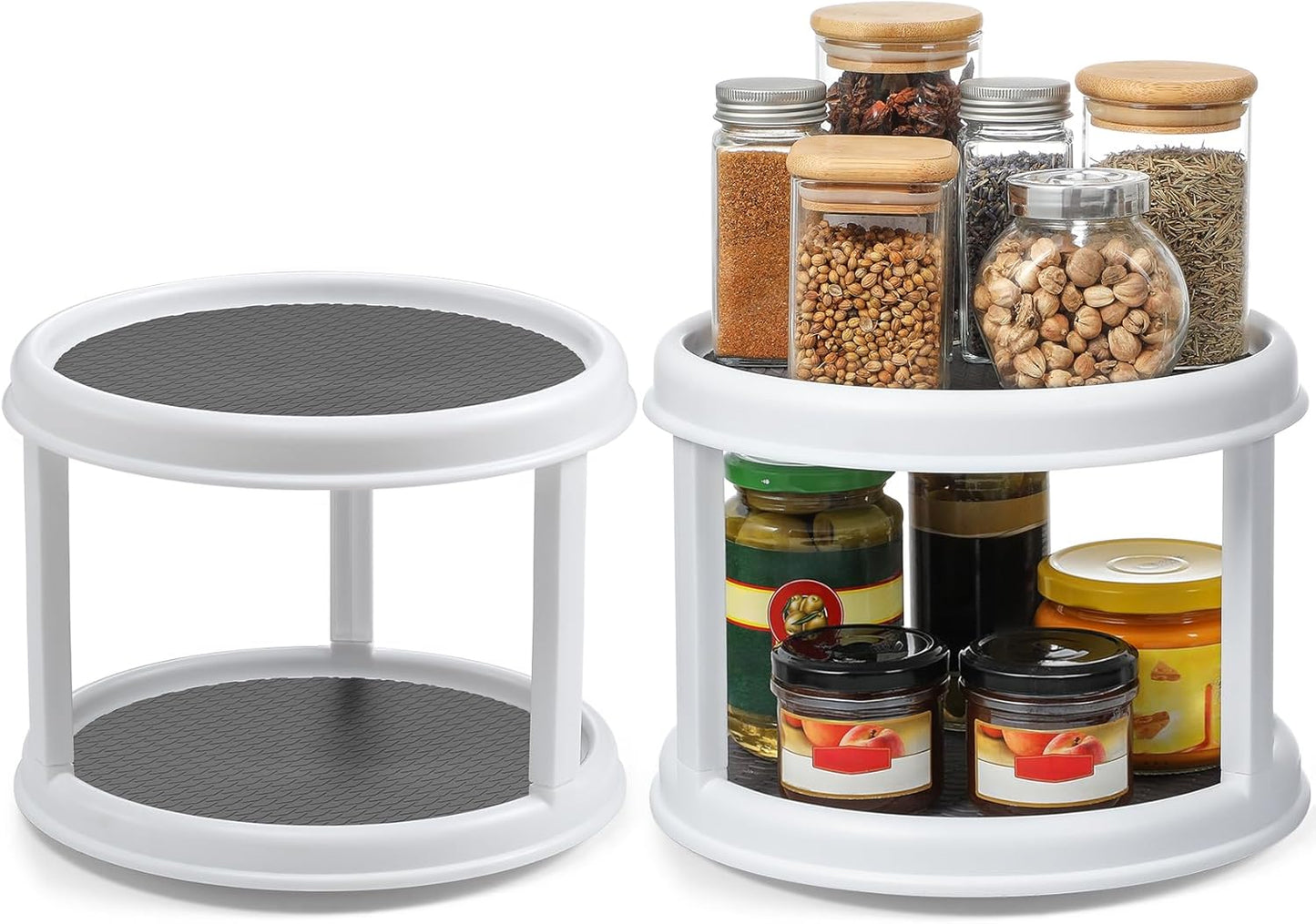 Set of 4, 10 Inch Non-Skid Lazy Susan Organizers - Turntable Rack for Cabinet, Pantry Organization and Storage, Kitchen, Fridge, Bathroom Makeup Vanity Countertop, Under Sink Organizing, Spice Rack