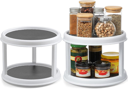 Set of 4, 10 Inch Non-Skid Lazy Susan Organizers - Turntable Rack for Cabinet, Pantry Organization and Storage, Kitchen, Fridge, Bathroom Makeup Vanity Countertop, Under Sink Organizing, Spice Rack