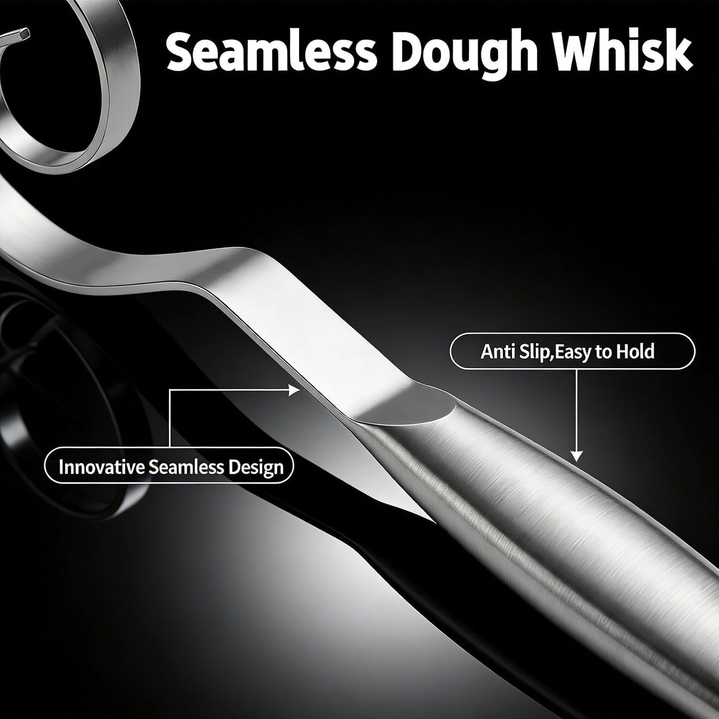 Danish Dough Whisk Stainless Steel Wooden Handle for Sourdough Bread | 4-Loop Food-Grade Steel Dutch Whisk, Even Mixing, Replaces Dough Hook and Mixing Spoon, Nonstick Easy Clean, Sourdough Mixer