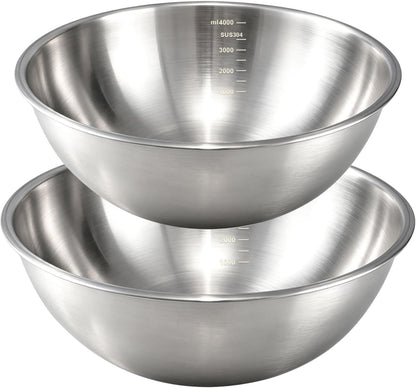 Gronivex Stainless Steel Mixing Bowls Set, 3-Piece (1.5, 2.2 & 3.4 Qt) | Food-Grade Metal, Dishwasher safe，Stackable Nesting & Space-Saving – For Kitchen Baking, Salads, Meal Prep, RV & Camping