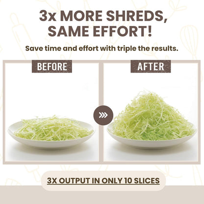 Arnest Japanese mandoline slicer Cabbage Shredder, 3-Blade Triple Wave Ultra-Thin Shredder for Tonkatsu-Style Slaw, Stainless Steel Wave Blades, Safety Holder, Easy-Rinse Clean, Made in Japan