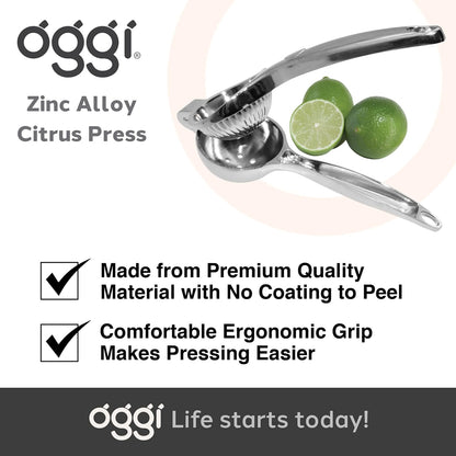 Citrus Press- Zinc Alloy Manual Citrus Juicer, Ideal Hand Juicer, this Citrus Squeezer is a Great Addition to Your Kitchen Accessories, Silver