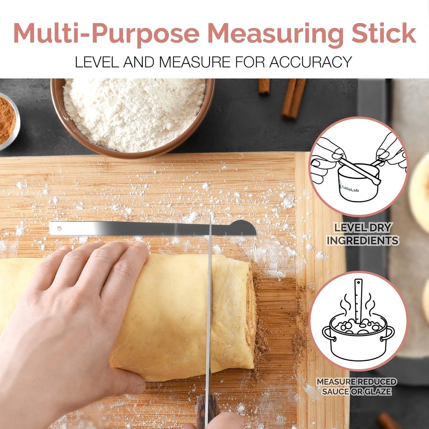 22-Piece Stainless Steel Measuring Cups and Spoons Set, Tad Dash Pinch Smidgen Drop Mini Measuring Spoons, Measuring Stick Leveler, Measurement Conversion Chart Fridge Magnet, (Farmhouse)