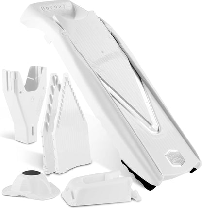 Mandoline Food Slicer V5 (Profi Set) by Reston Lloyd • V-Slicer with 4 Inserts, Docking Station & Food Holder • Made in Germany • Fruit & Vegetable Chopper • Multiple Settings • Color: White