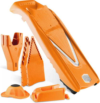 Mandoline Food Slicer V5 (Profi Set) by Reston Lloyd • V-Slicer with 4 Inserts, Docking Station & Food Holder • Made in Germany • Fruit & Vegetable Chopper • Multiple Settings • Color: White